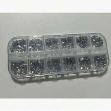 12 Grid Nail Art Box Set, Silver Rhinestone Patch Strip Box Accessory Set - Silver - View 6