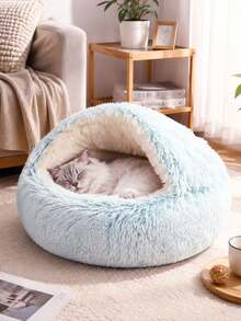 Pet Bed (Stuffed) Plush Cat Mat Long Hair Round Cat Bed Dog Bed Dog House Sofa - Multicolor - View 8