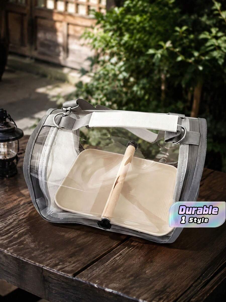 Parrot Bag, Small Bird Outdoor Transport Bag, Breathable, For Pigeons, Lizards, Hamsters, Includes Birdcage, Household Portable Bird Bag, Small Pet Supplies, Transparent Panoramic View. - Grey - View 1