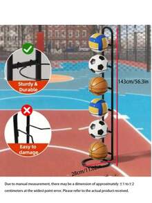 Multi-Layer Basketball, Football, Volleyball Storage Rack, Suitable For Home, Living Room, Bedroom, Garage, Ball Organization Shelf - Black - View 9