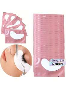 Eyelash Extension Patches, Eyelash Membrane Transplant False Eyelashes Isolation Pads, Makeup Tools, Eyelash Extension Patches, Left And Right Eye Patches, Pink & Colorful Packaging, Moisturizing Gel Eye Mask, Eyelash Extension Companion - White - View 1
