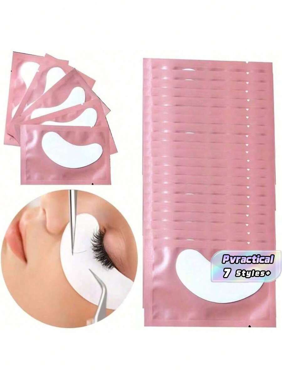 Eyelash Extension Patches, Eyelash Membrane Transplant False Eyelashes Isolation Pads, Makeup Tools, Eyelash Extension Patches, Left And Right Eye Patches, Pink & Colorful Packaging, Moisturizing Gel Eye Mask, Eyelash Extension Companion - White - View 1