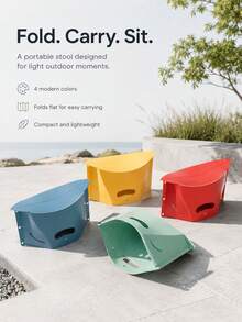 Haus Hana 1pc Portable Plastic Folding Stool, Multifunctional Chair For Queuing, Parenting, Travel, Picnic & Gatherings - multicolor - View 2