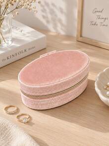 Haus Hana 1pc New Arrival Velvet Egg-Shaped Jewelry Case, Mini Portable Storage Box For Rings, Earrings, Necklaces & Ornaments, In Stock - Multicolor - View 5