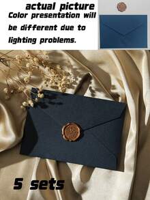 1 Set / 5 Sets,Luxury Linen Envelopes And Writing Paper Set With Wax Seal - Perfect For DIY Gifts, Wedding Invitations, And Office Use - Luxury Envelopes Set - View 15