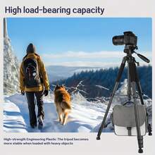 Teckwe Tripod For Camera Phone Video Recording Photography Heavy Duty, Professional Travel Tripod, With Phone Clip And Carry Bag, Compatible With DSLR Camera Phone, Max Load 15 LB - View 5