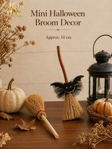 Muroi Mono 1/10/20pcs Halloween Mini Witch Broom Natural Straw Mini Broomstick Decor, Small Wizard Broom Ornaments, Doll House Miniature Prop, Party Tabletop DIY Craft Decoration - Multicolor 1 - View 5