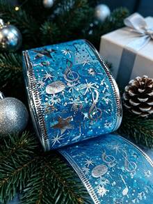 1 Roll Blue Star Foil Ribbon 1.96in Fixed Width Multiple Length Options, DIY Craft Gift Wrapping For Wedding Birthday Festival Party Decoration - blue - View 5