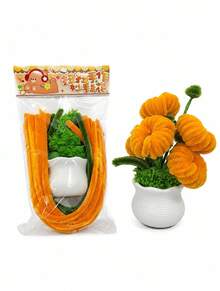 1/2/3pcsDIY Potted Flower Pipe Cleaners Craft Kit, Multicolor Chenille Stem Set With Mini Flowerpot, Handmade Potted Bouquet Making Supplies, Tabletop Home Decor, Valentine'S Day Birthday Gift For Adults - Multicolor - View 14