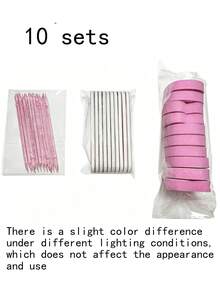 10 Sets/20 Sets, Pink Nail Kit Nail Care Set: Mini File, Heart-Shaped Sponge Rub And Crystal Rod, Perfect For Polishing Jewelry And DIY Nail Art - Pink - View 5