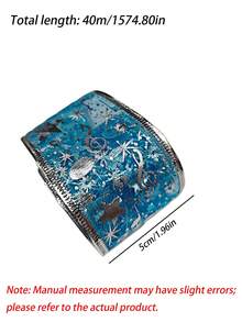 1 Roll Blue Star Foil Ribbon 1.96in Fixed Width Multiple Length Options, DIY Craft Gift Wrapping For Wedding Birthday Festival Party Decoration - blue - View 10