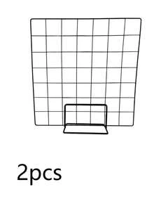 Metal Grid Vertical Display Rack, Grid Design With Premium Texture, Can Be Placed On Desk Independently, Suitable For Jewelry Display, Photo Storage, Office Decor, Home Decor, - Black - View 9