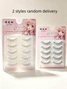 5 Pairs Idol Group False Lashes A Type Cartoon Demon Natural Daily Japanese Style Girl Cosplay Transparent Wispy Fake Eyelashes Must Have Beauty Accessory - View 4