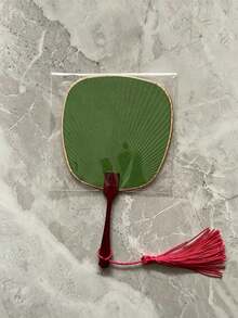 Haus Hana 1pc Mini Palace Fan With Blank Surface, Bamboo & Wood Handle, Double-Sided Rice Paper Fan For Hand Painting & Calligraphy - multicolor - View 8
