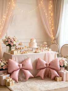 Bow-Shaped Aluminum-Foil Balloons, Suitable For Birthday Parties, Engagement Ceremonies, Girl-Themed Banquets, And Store Interior Decoration Setups. - 2 38-inch solid color bows. - View 3