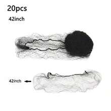 20pcs 10mm Black Nylon Invisible Hair Nets | Disposable Braided Mesh For Styling And Protection, 18/24 Inch Size - Unisex, Durable And Snug Fit - View 9