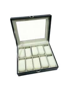 1Pc Lockable Leather Watch Storage Box, Large‑Capacity Wristwatch & Jewelry Display Organizer - Multicolor - View 7