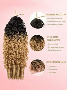 Boho Braids Burmese Curly Feather Crochet Human Hair Extension Unprocessed Human Hair Pre-Separated 60g 4/27 Color For Women 18 Inch - S4/27 - View 2
