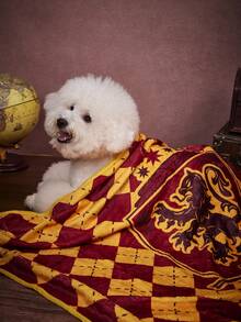 HARRY POTTER X PETSIN 1件紅色與黃色魔法掃帚星星圖騰字母印花寵物毯 學院風 柔軟舒適保暖寵物床墊套 - 紅色拼黃色 - 查看 6