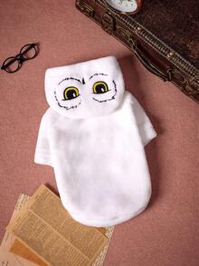HARRY POTTER X PETSIN 1件寵物刺繡貓頭鷹卡通連帽衛衣，貓狗通用款，秋冬加厚保暖上衣，可愛小狗Cosplay變裝套裝 - 白色 - 查看 3