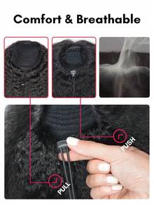 QUICK WEAR Quicky Wear 馬尾接髮 Yaki 直髮 100% 真人髮 半頭套式假髮 輕量免膠水安裝 可調節抽繩式 14-22 英吋 不掉髮 易佩戴 初學者友善 適合女性 - Natural Black - 查看 8