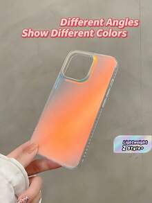 1 pieza Funda de teléfono de silicona suave con degradado mate, estilo radiante INS, cubierta protectora a prueba de golpes, compatible con iPhone - Blanco - Ver 1