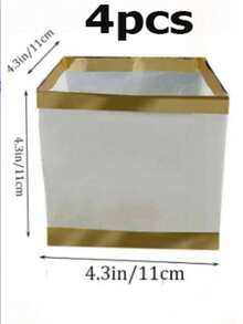 2/4/8pcs Paper Floating Lanterns, Gold + White Square Memorial Candle Lanterns, Decorative Outdoor Wedding Lawn Pool Wishing Tabletop Lanterns (Candles Not Included) - Paper Lanterns - View 11