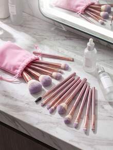 2/15PCS Makeup Brush Sets Premium Synthetic Hair Eyeshadow Blending Brush Sets Cosmetics Tools - Multicolor - View 4