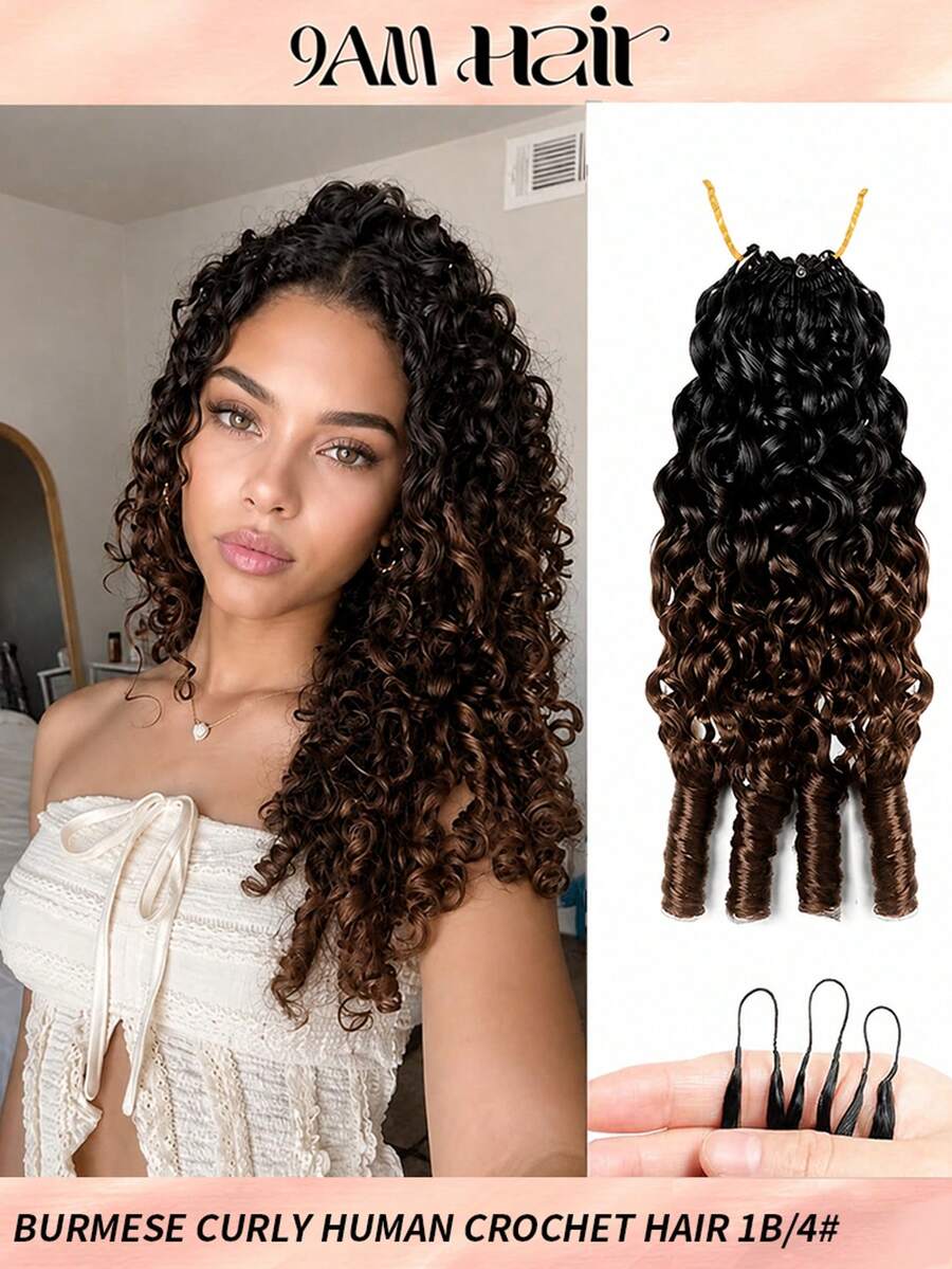 Boho Braids 女性用式捲曲鉤編髮,羽毛捲曲人髮鉤編髮,預分束省時設計,60g 高級可重複使用人髮,18英吋 1B/4# 顏色,不糾結 - S1B/4 - 查看 1