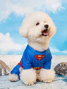 SUPERMAN X PETSIN 1pc Print Pet Jumpsuit Breathable, Soft, Comfortable, And Anti Shedding Pet Clothing - Multicolor - View 3