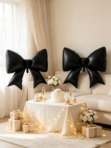 Bow-Shaped Aluminum-Foil Balloons, Suitable For Birthday Parties, Engagement Ceremonies, Girl-Themed Banquets, And Store Interior Decoration Setups. - 2 38-inch solid color bows. - View 5