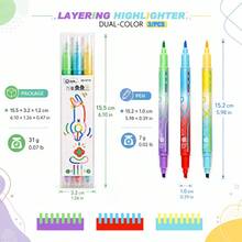 High-Capacity, Dual-Tip Highlighter With Smudge-Proof Ink-Perfect For Layering Colors, Highlighting Notes, And Decorating Journals; Features A Stylish Design. - Stackable Highlighter - View 6