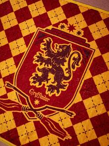 HARRY POTTER X PETSIN 1件紅色與黃色魔法掃帚星星圖騰字母印花寵物毯 學院風 柔軟舒適保暖寵物床墊套 - 紅色拼黃色 - 查看 4