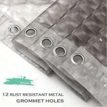 3d Crystal Clear Plastic Shower Curtain 180*180cm, Thin Lightweight Acrylic Blocks Bathroom Shower Curtain With Plastic Rings Bathroom Decor Back To School Bathroom Decor - Grey - View 5