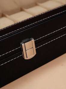 1Pc Lockable Leather Watch Storage Box, Large‑Capacity Wristwatch & Jewelry Display Organizer - Multicolor - View 5