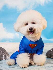 SUPERMAN X PETSIN 1pc Print Pet Jumpsuit Breathable, Soft, Comfortable, And Anti Shedding Pet Clothing - Multicolor - View 4