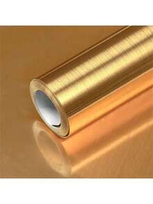 1 Roll Brushed Gold Metallic Contact Paper, Heat‑Resistant Self‑Adhesive Removable PVC Wallpaper, Oil‑Proof Sticker For Kitchen Backsplash Bathroom Wall Decor - Gold - View 3