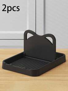 SHEIN Kitchen And Household Countertop Foldable Creative Cat Ear Pot Lid Rack - Black - View 13