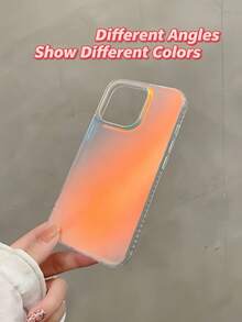 1 pieza Funda de teléfono de silicona suave con degradado mate, estilo radiante INS, cubierta protectora a prueba de golpes, compatible con iPhone - Blanco - Ver 3