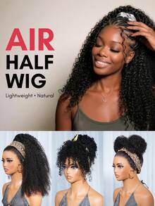 QUICK WEAR Quicky Wear Afro Kinky Curly Ponytail Hair Extensions 100% Human Hair Half Wig Lightweight Glue-Free Installation Adjustable Drawstring Half Wig No Shedding Easy To Wear Beginner Friendly - Natural Black - View 7