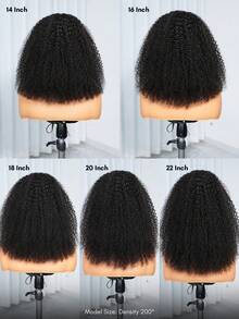 QUICK WEAR Quicky Wear Afro Kinky Curly Ponytail Hair Extensions 100% Human Hair Half Wig Lightweight Glue-Free Installation Adjustable Drawstring Half Wig No Shedding Easy To Wear Beginner Friendly - Natural Black - View 5