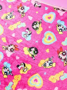 THE POWERPUFF GIRLS X PETSIN 1件裝可愛大眼睛紅髮愛心星星小狗字母印花寵物毯 玫瑰紅法蘭絨柔軟舒適寵物床墊套 - 桃紅色 - 查看 5