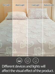 Cirelle 1pc 3D Embossed Butterfly Plush Fitted Sheet, Ultra Soft Warm Flannel Mattress Protector Cover, Light Pink Elastic Bottom Sheet For Bedroom, All-Around Stretch Fit - Multicolor - View 8