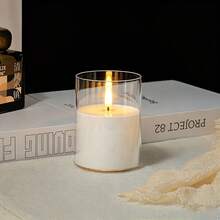 1‑Pack Flameless Candle Lights, Pillar Shape Flickering LED Candles, Ivory White, For Dining Table, Party, Wedding & Festival Atmosphere Decoration, Battery Not Included - White - View 8