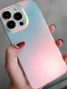 1 pieza Funda de teléfono de silicona suave con degradado mate, estilo radiante INS, cubierta protectora a prueba de golpes, compatible con iPhone - Blanco - Ver 2