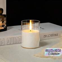 1‑Pack Flameless Candle Lights, Pillar Shape Flickering LED Candles, Ivory White, For Dining Table, Party, Wedding & Festival Atmosphere Decoration, Battery Not Included - White - View 1