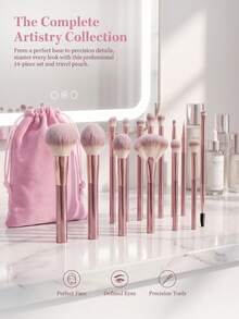 2/15PCS Makeup Brush Sets Premium Synthetic Hair Eyeshadow Blending Brush Sets Cosmetics Tools - Multicolor - View 2