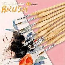 11 Pcs [Mini Painting] Detail Brush Set, Fine Tip Brushes | For Miniature Painting, Acrylic, Watercolor, Oil Painting, Model, Handicraft, Line Drawing - Universal Credit - View 4