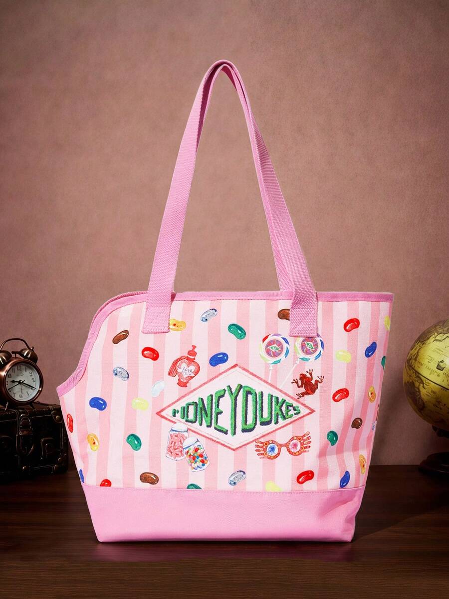 HARRY POTTER X PETSIN Canvas Tote Bag, Large Capacity Sturdy Shoulder Handbag For Shopping, School, Travel, Daily Use - Pink - View 1