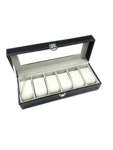 1Pc Lockable Leather Watch Storage Box, Large‑Capacity Wristwatch & Jewelry Display Organizer - Multicolor - View 9